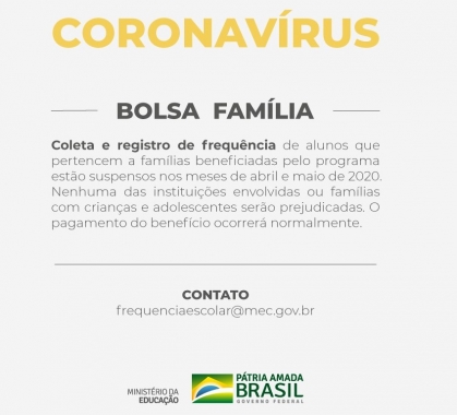 BENEFICIÁRIO DO BOLSA FAMÍLIA: INFORME A ESCOLA DO SEU FILHO E