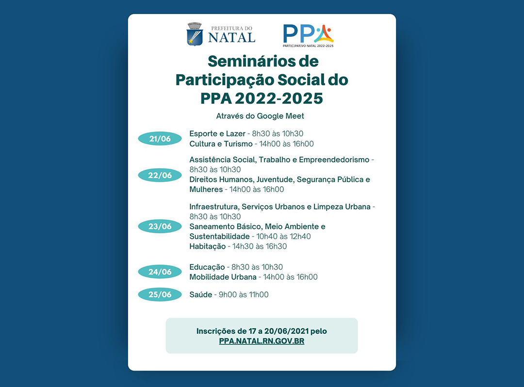 Seminários de Participação Social do PPA vão até sexta-feira 25