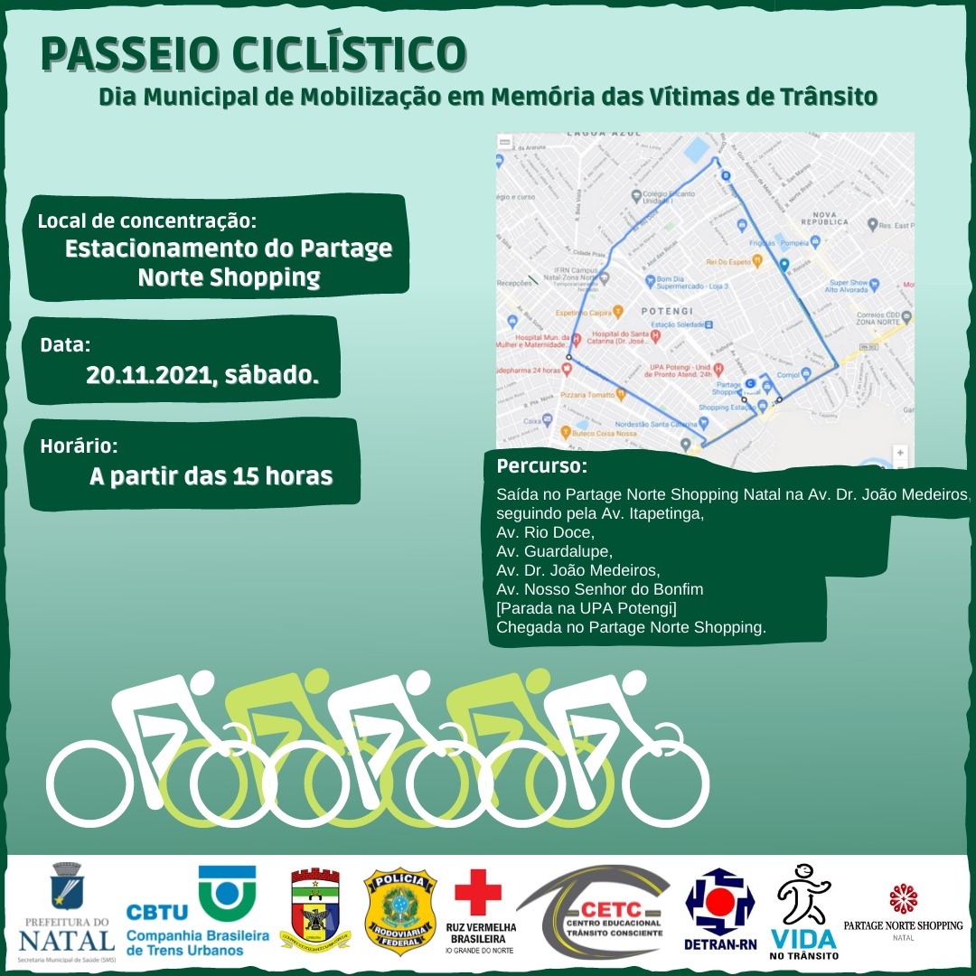 Dia Municipal de Mobilização em Memória das Vítimas de Trânsito terá passeio ciclístico