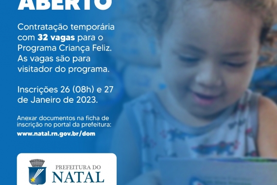 Semtas lança edital de contratação temporária com vagas para Programa Criança Feliz